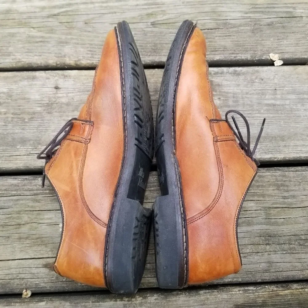 Allen Edmonds Split Front Moc Toe‎ Oxfords Derby Tan Leather Casual Dress 10 D